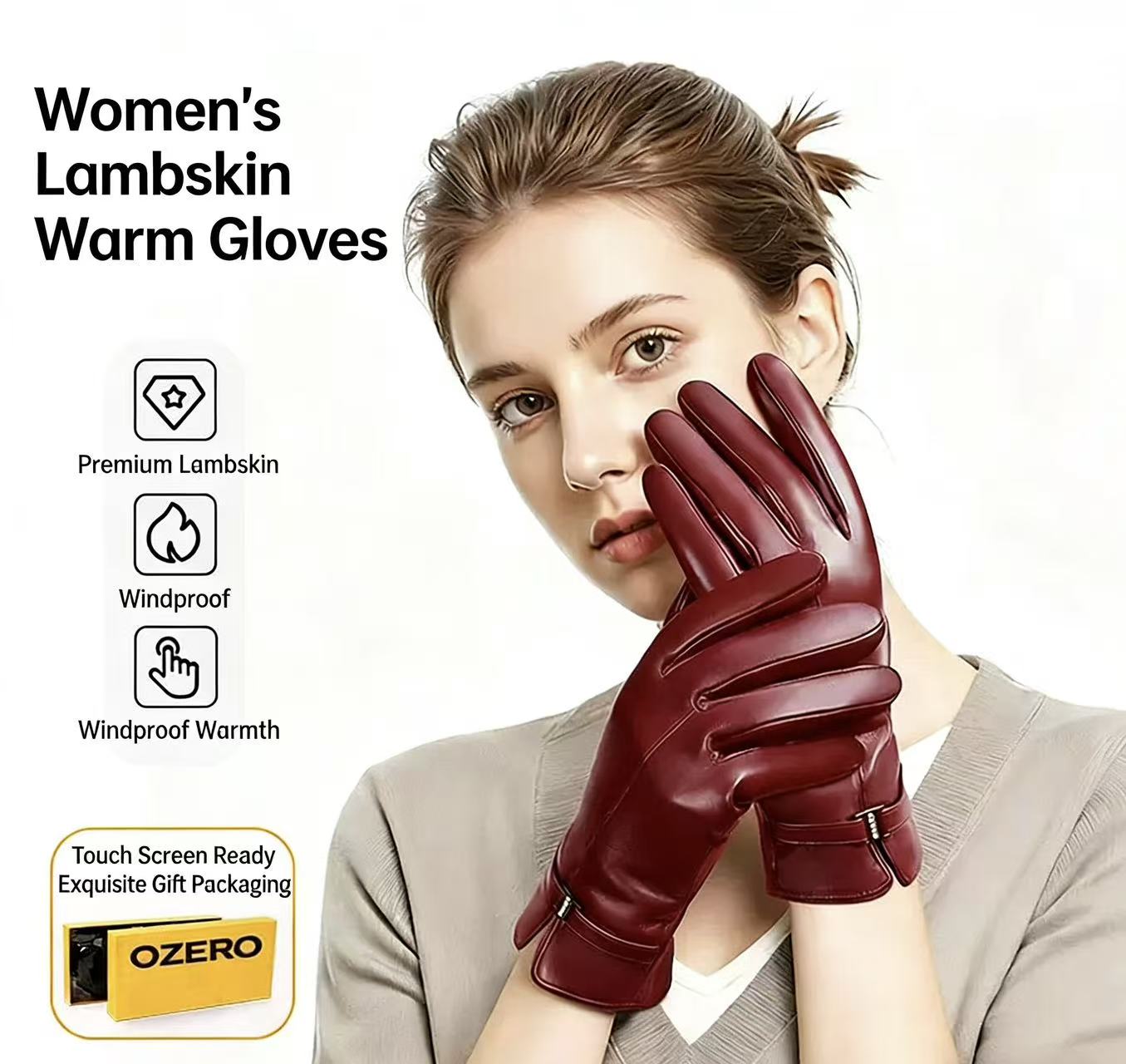 Wool Glove Lined - Women's Fashionable Winter Sheepskin Gloves Touchscreen