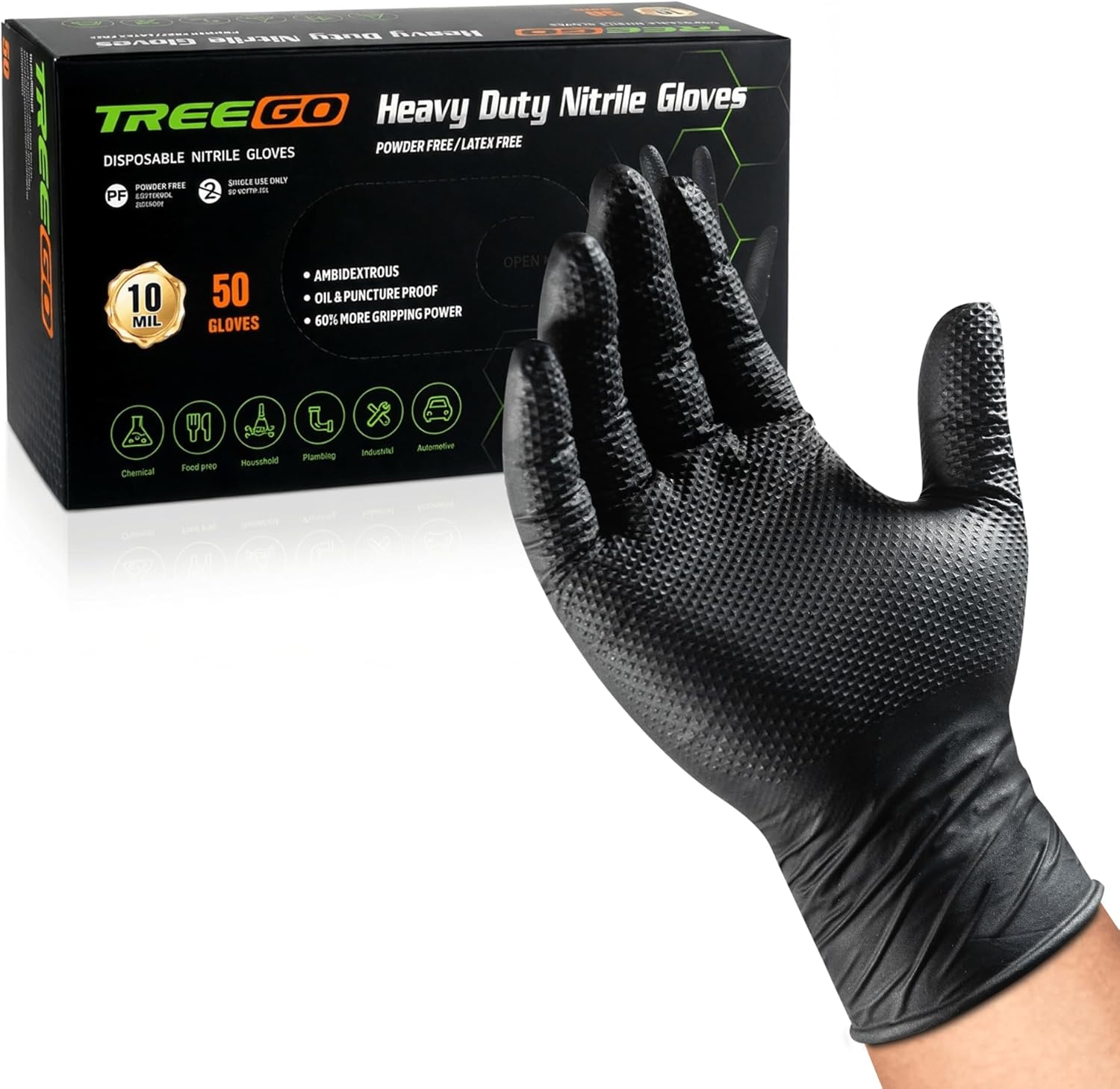 Latex Disposable Glove - 10 Mil Nitrile Gloves Large -