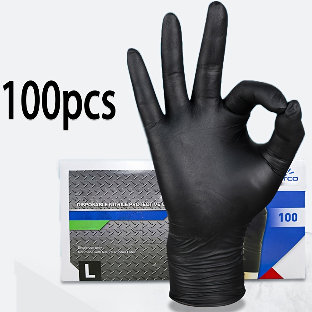 Nitrile Mechanic Glove - Black Nitrile Disposable Gloves Thickened Durable