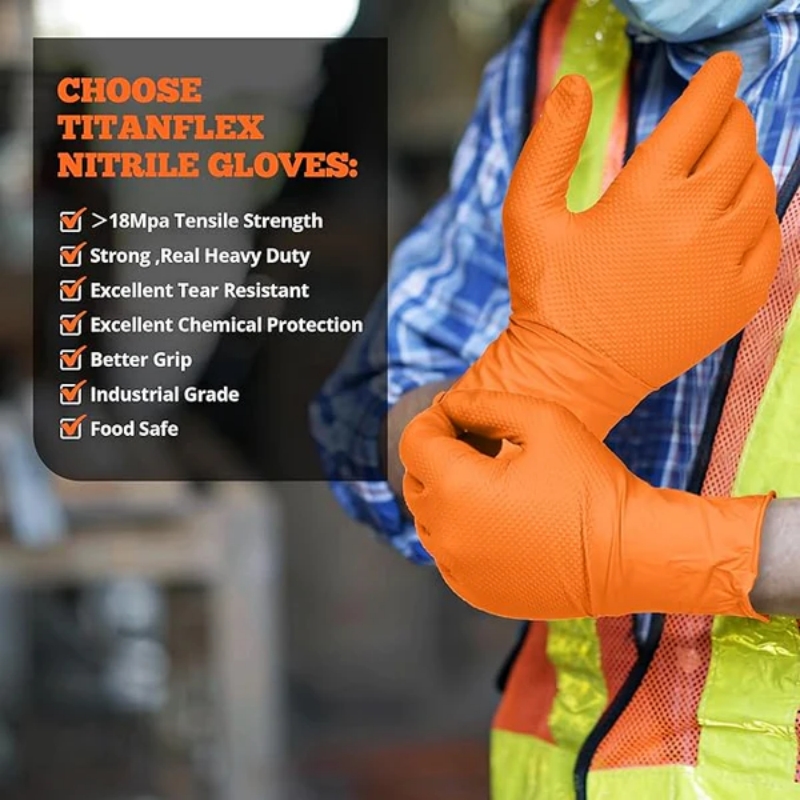 Heavy Duty Orange Nitrile Glov – Nitrile Mechanic Glove recenzja i cena