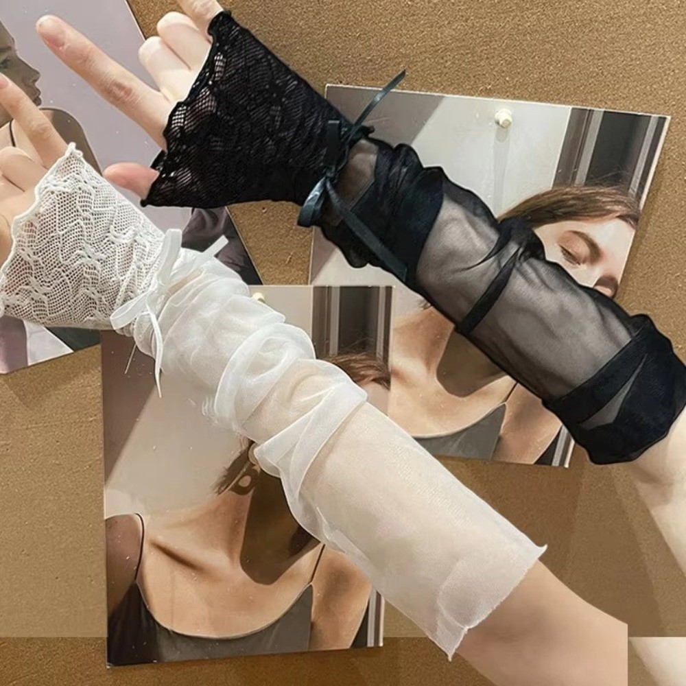 Y2K Lace Ruffle Mesh Gloves Sh – Fingerless Glove Knit recenzja i cena