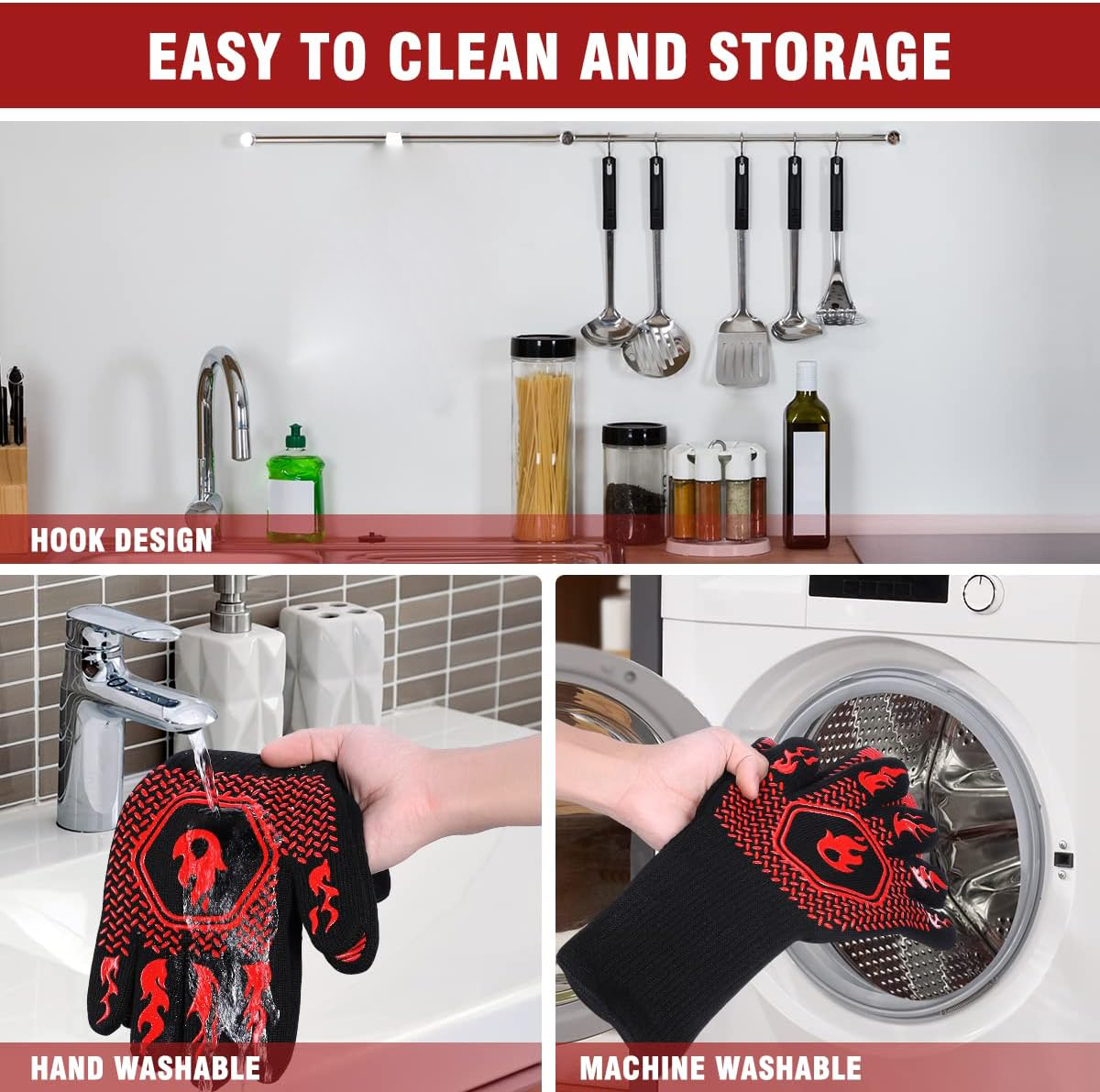 BBQ Grill Gloves High Temp Res – Oven Mitt Silicone recenzja i cena