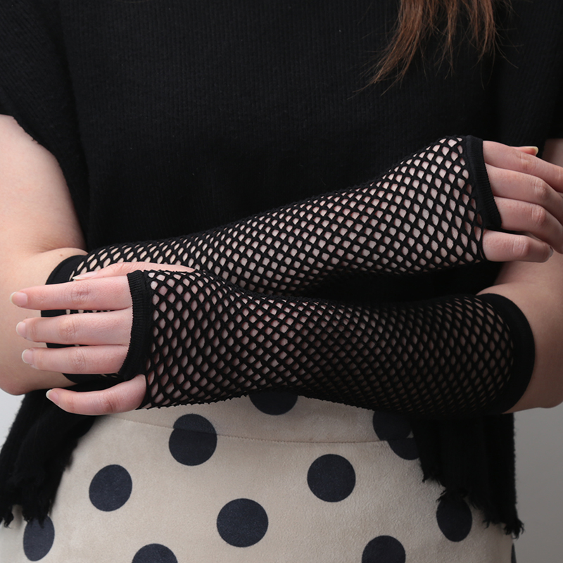 New black Fishnet Fingerless L – Fingerless Glove Knit recenzja i cena