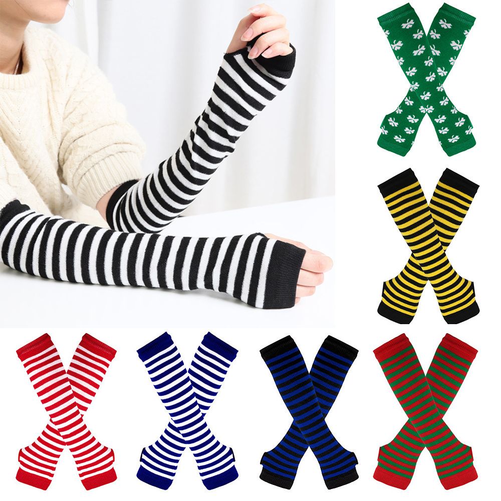 Striped Knitted Handschoenen L – Fingerless Glove Knit recenzja i cena