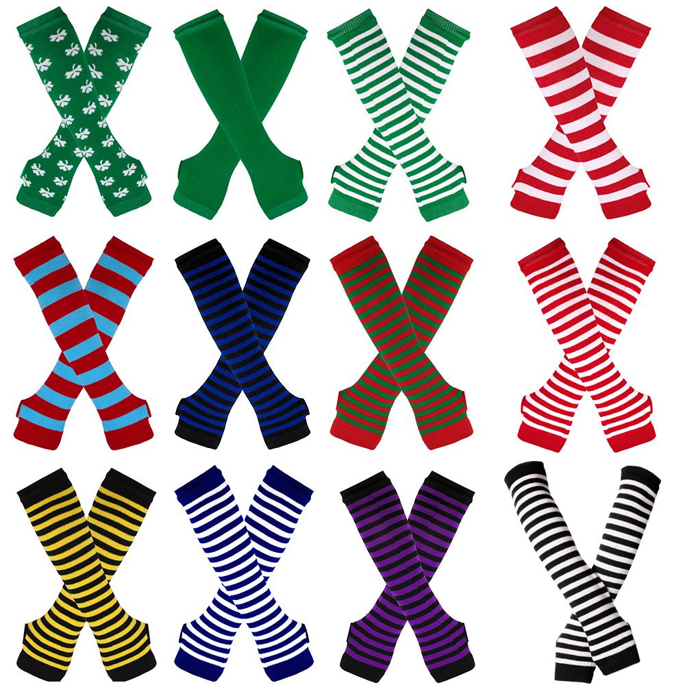 Striped Knitted Handschoenen L – Fingerless Glove Knit recenzja i cena