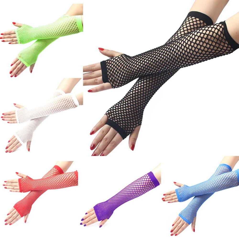 Women Neon Fishnet Long Finger – Fingerless Glove Knit recenzja i cena