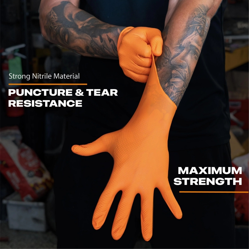Heavy Duty Orange Nitrile Glov – Nitrile Mechanic Glove recenzja i cena