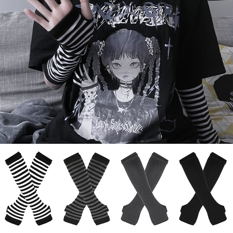 Women Long Sleeve Gothic Strip – Fingerless Glove Knit recenzja i cena
