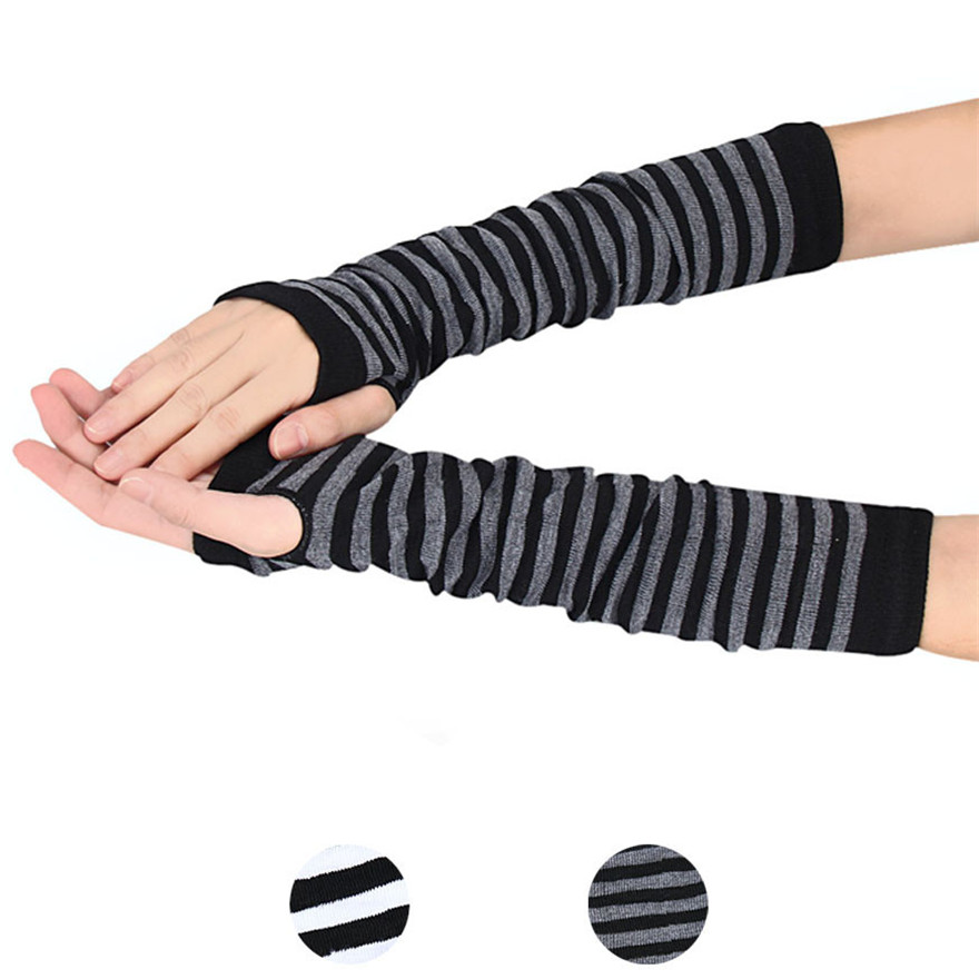 Women Long Sleeve Gothic Strip – Fingerless Glove Knit recenzja i cena