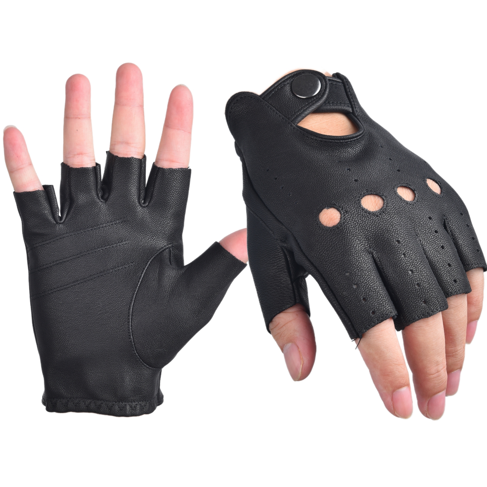 Mens Fingerless Gloves Half Fi – Leather Driving Glove recenzja i cena